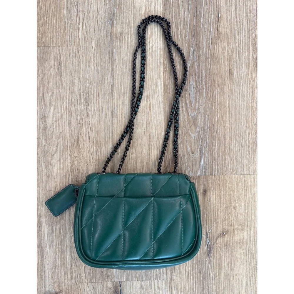 Coach Madison Shoulder Bag 16 Womens Small Green Quilted Leather CA086 Excellent